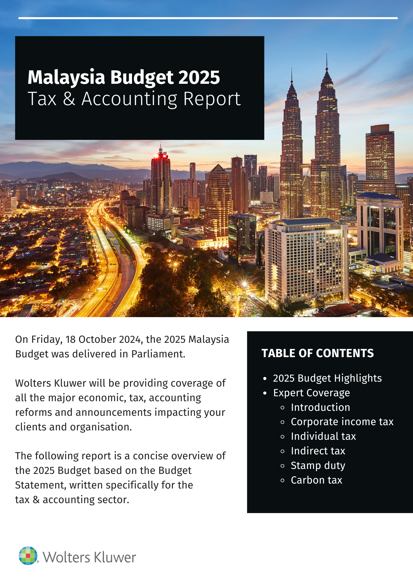 Wolters Kluwer CCH Malaysia Budget 2025 - Cover - Tax & Accounting Report