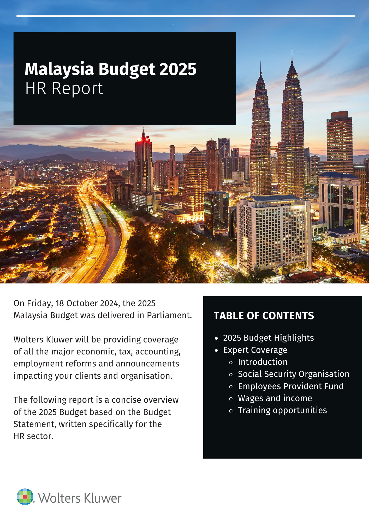 Wolters Kluwer CCH Malaysia Budget 2025 - HR Report - Cover