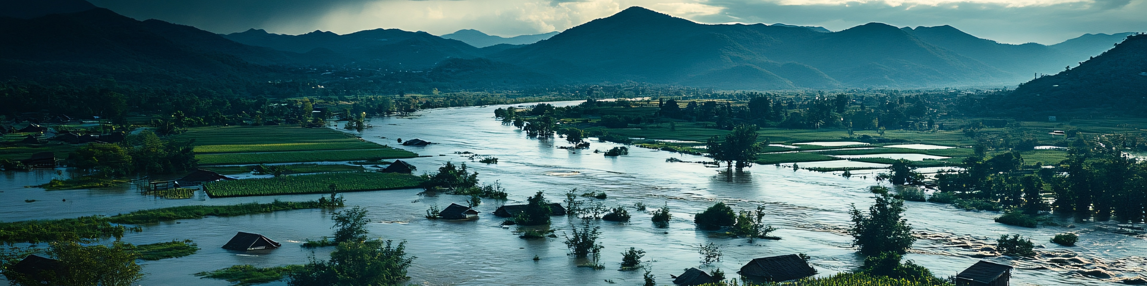 Flooding surrounding farmland