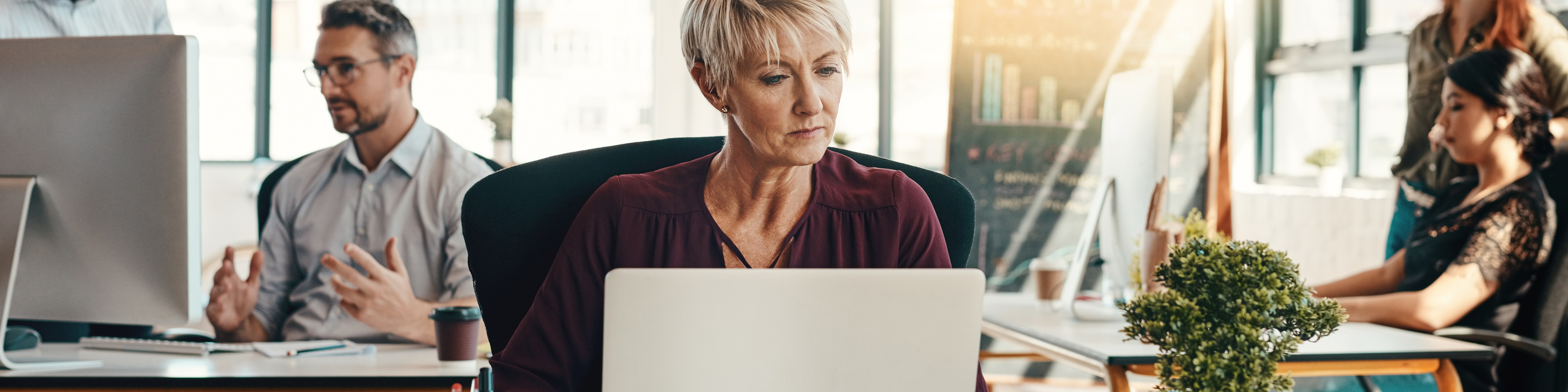 Female on laptop in office setting