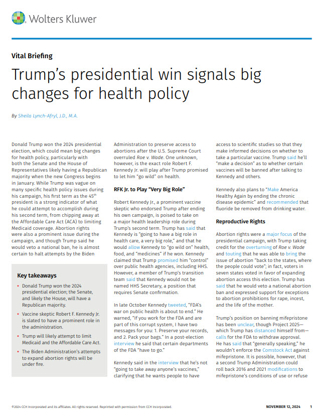 Vital Briefing changes for health policy thumbnail