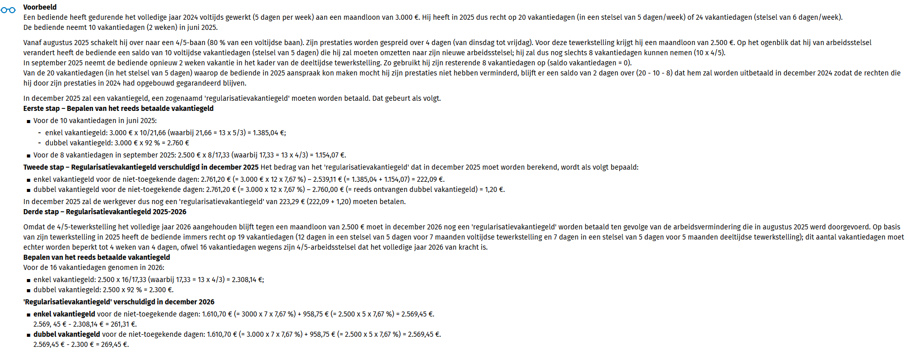 Decemberafrekening voor de bedienden die hun arbeidstijd verminderen