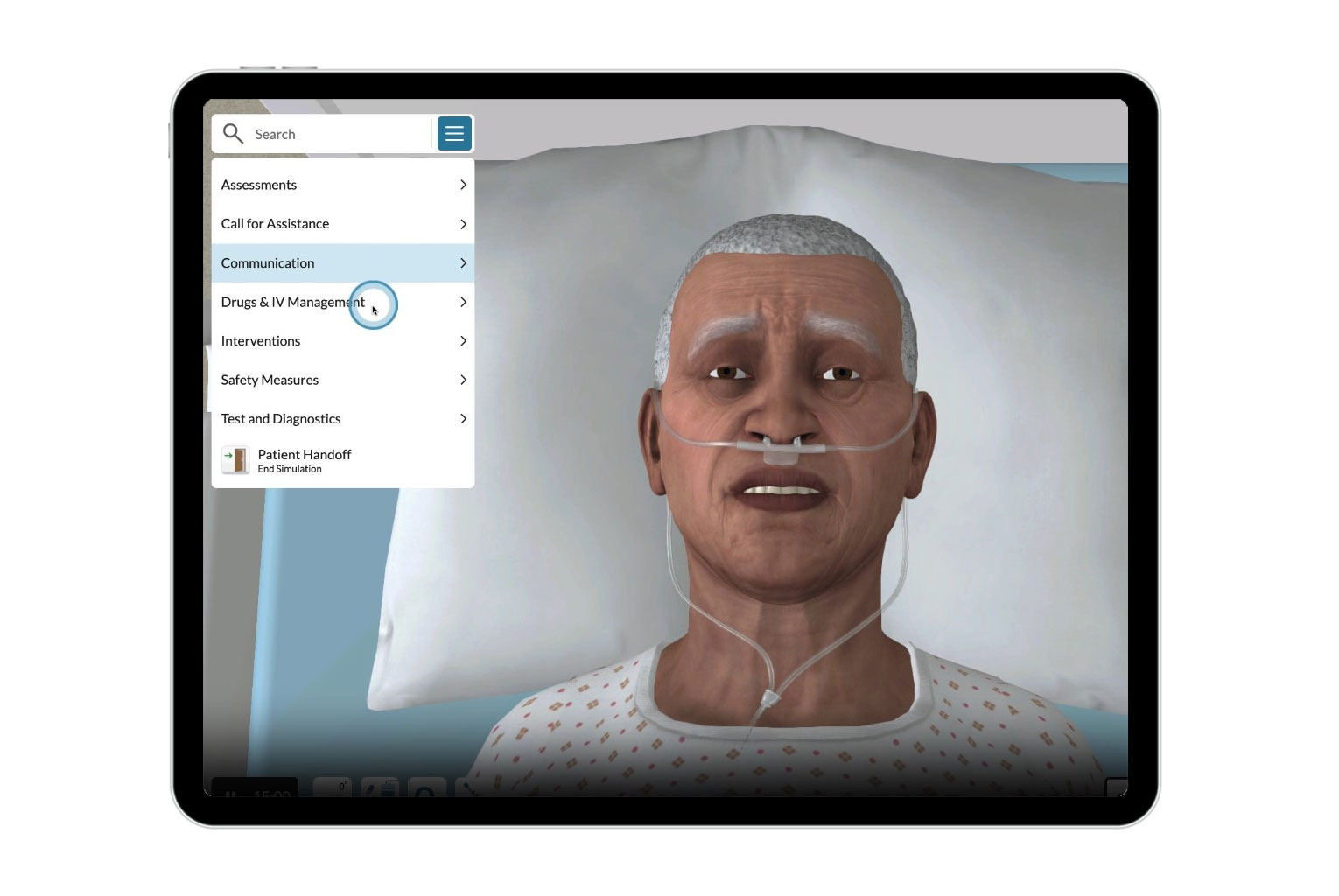 Med-Surg Scenario from vSim shown on iPad