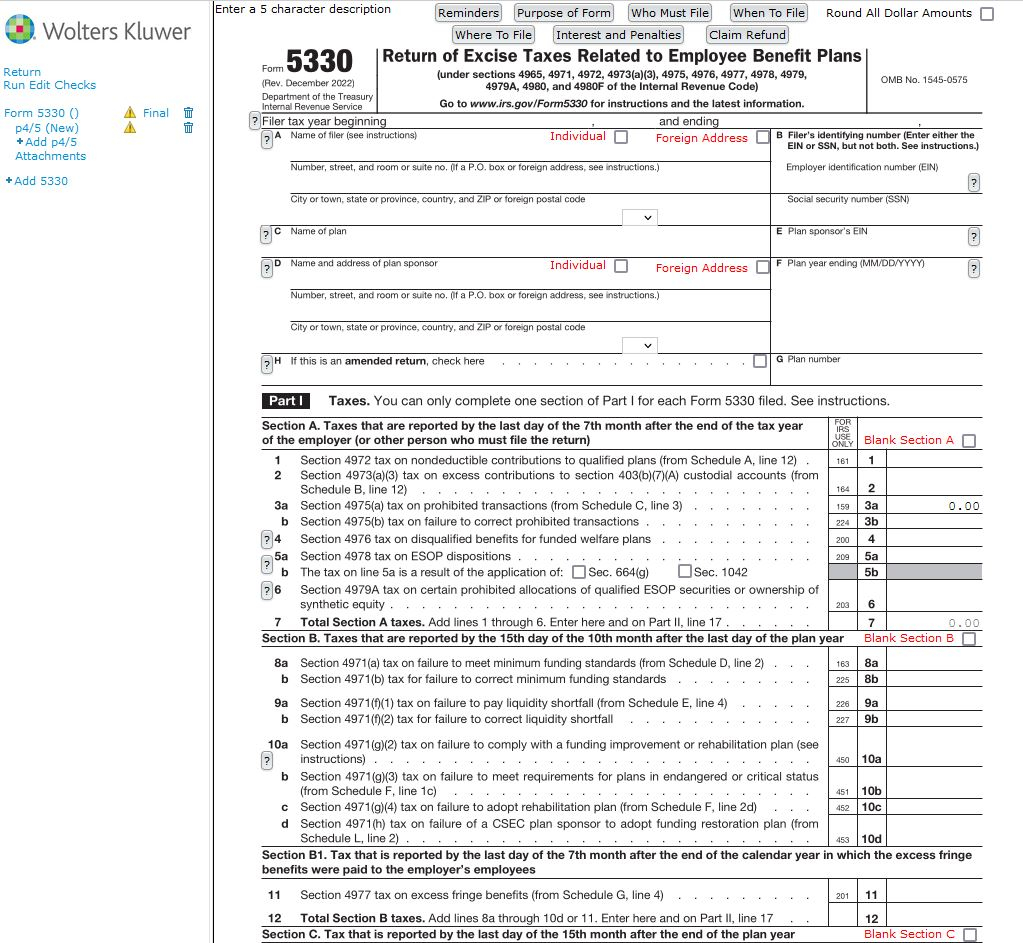 Form 5330 prep