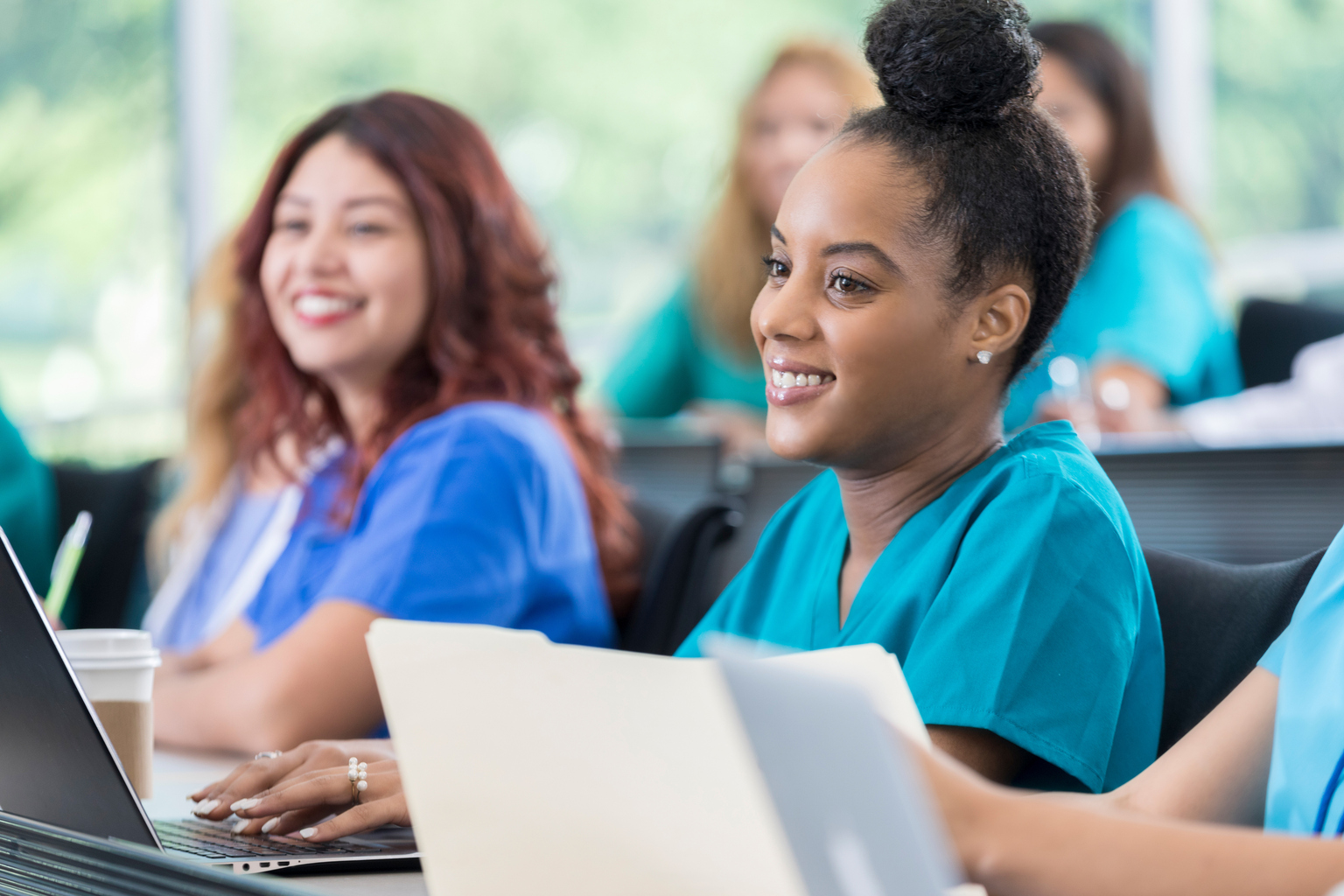 Group of nursing students in a classroom.