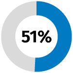 Blue donut chart 51%