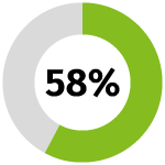 green donut chart 58 percent