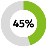 green donut chart 45 percent