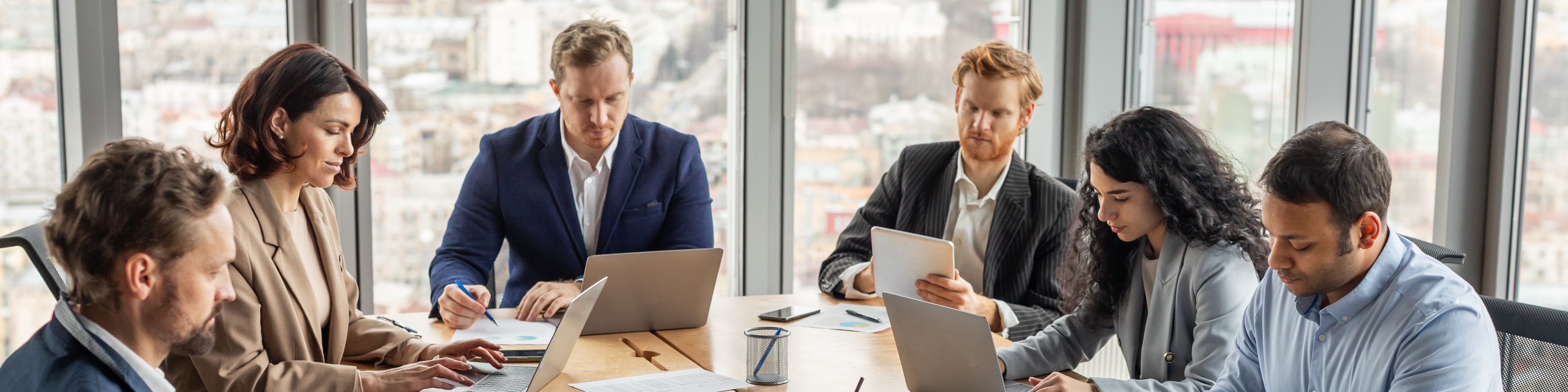 Team working together in office