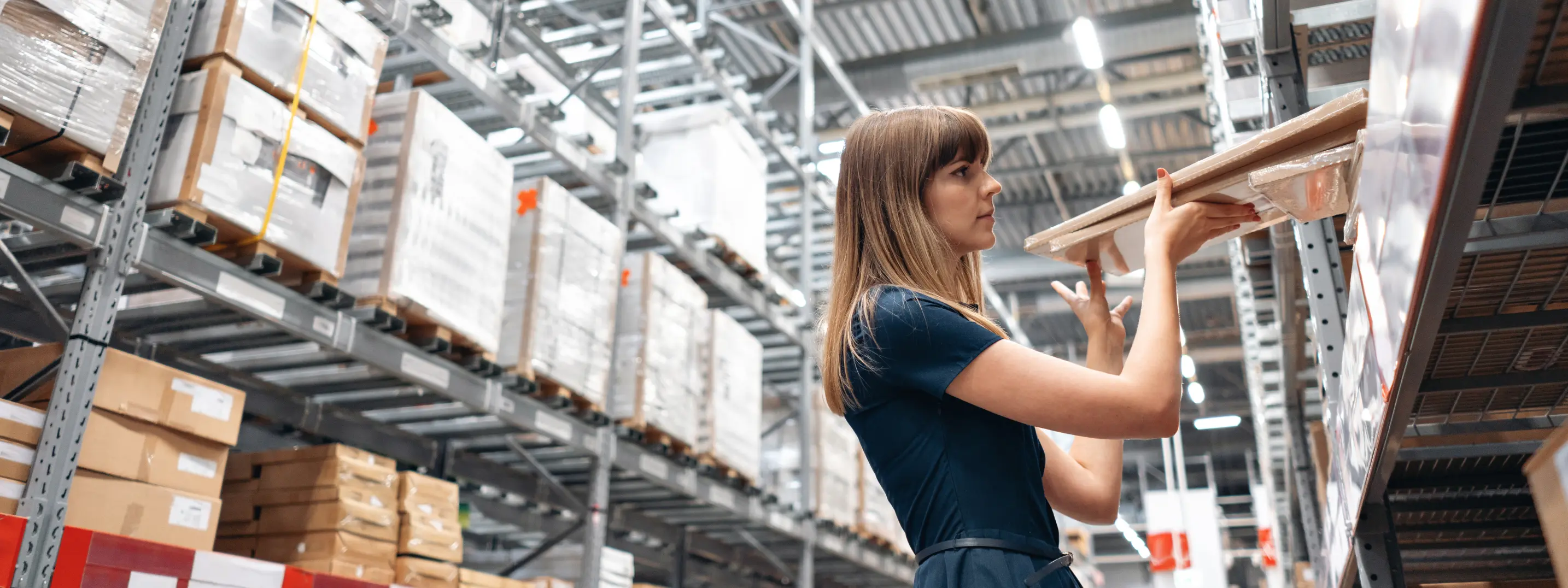 Woman in warehouse for wholesale