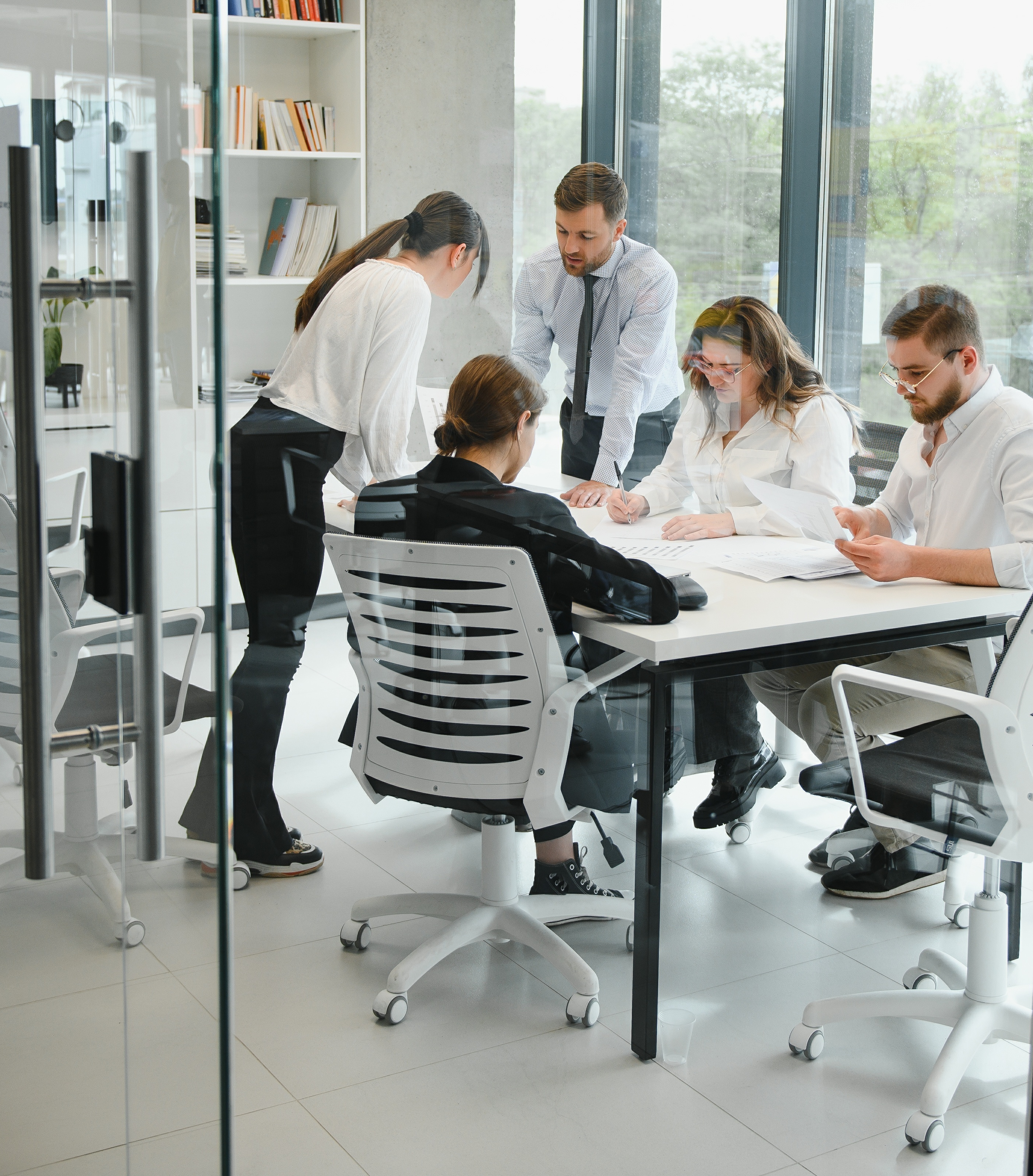 Corporate business team and manager in a meeting room