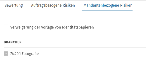 Mandantenspezifische Branche