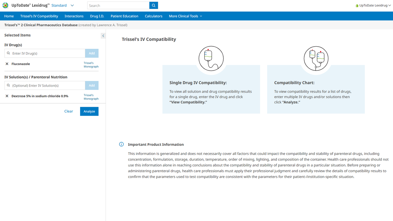 Lexicomp Trissel's IV Compatibility