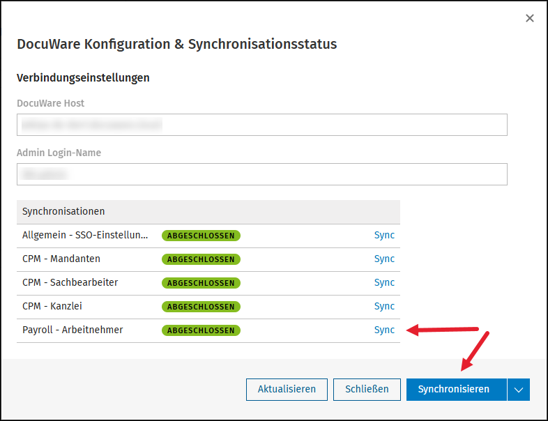 DocuWare Konfigurationsdialog