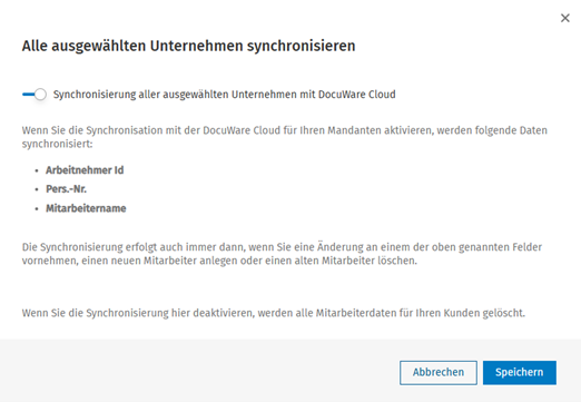 Lohn Online - Aktivierung Synchronisation DocuWare