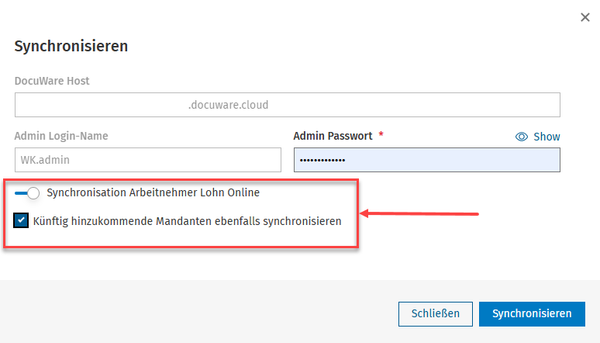 Konfiguration Arbeitnehmer Sync