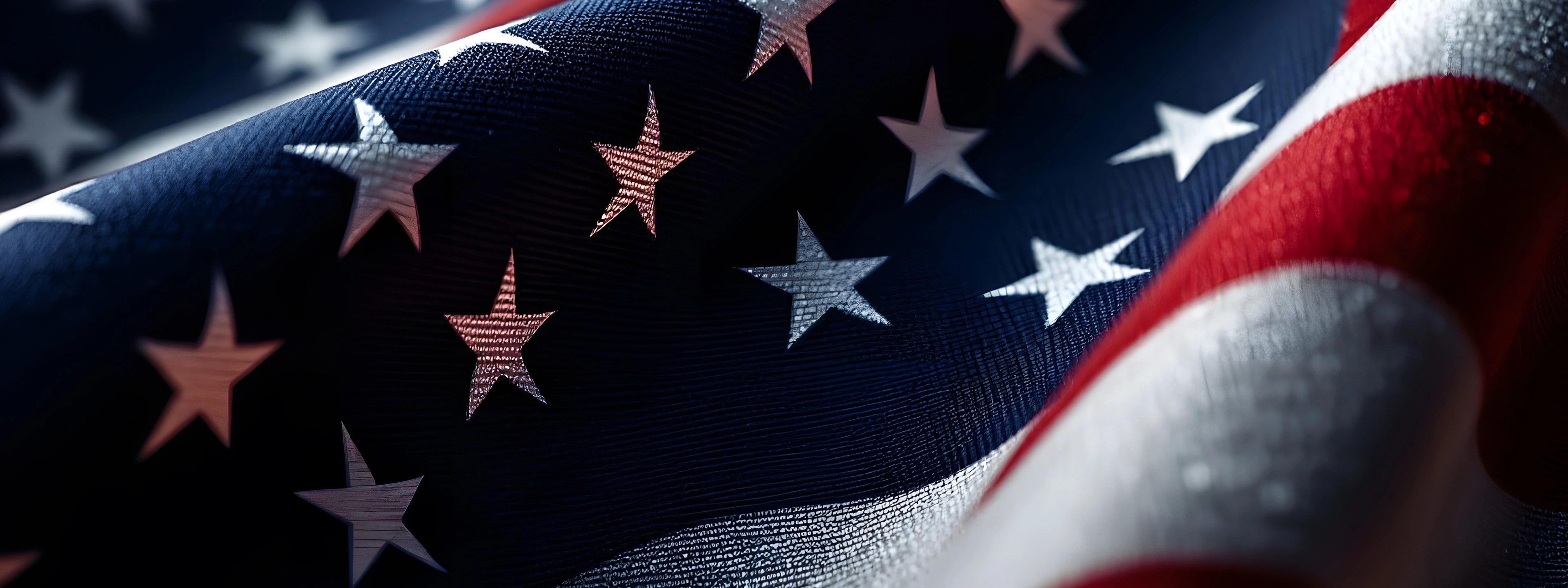 Close up photo of american flag red and white stripes and white stars