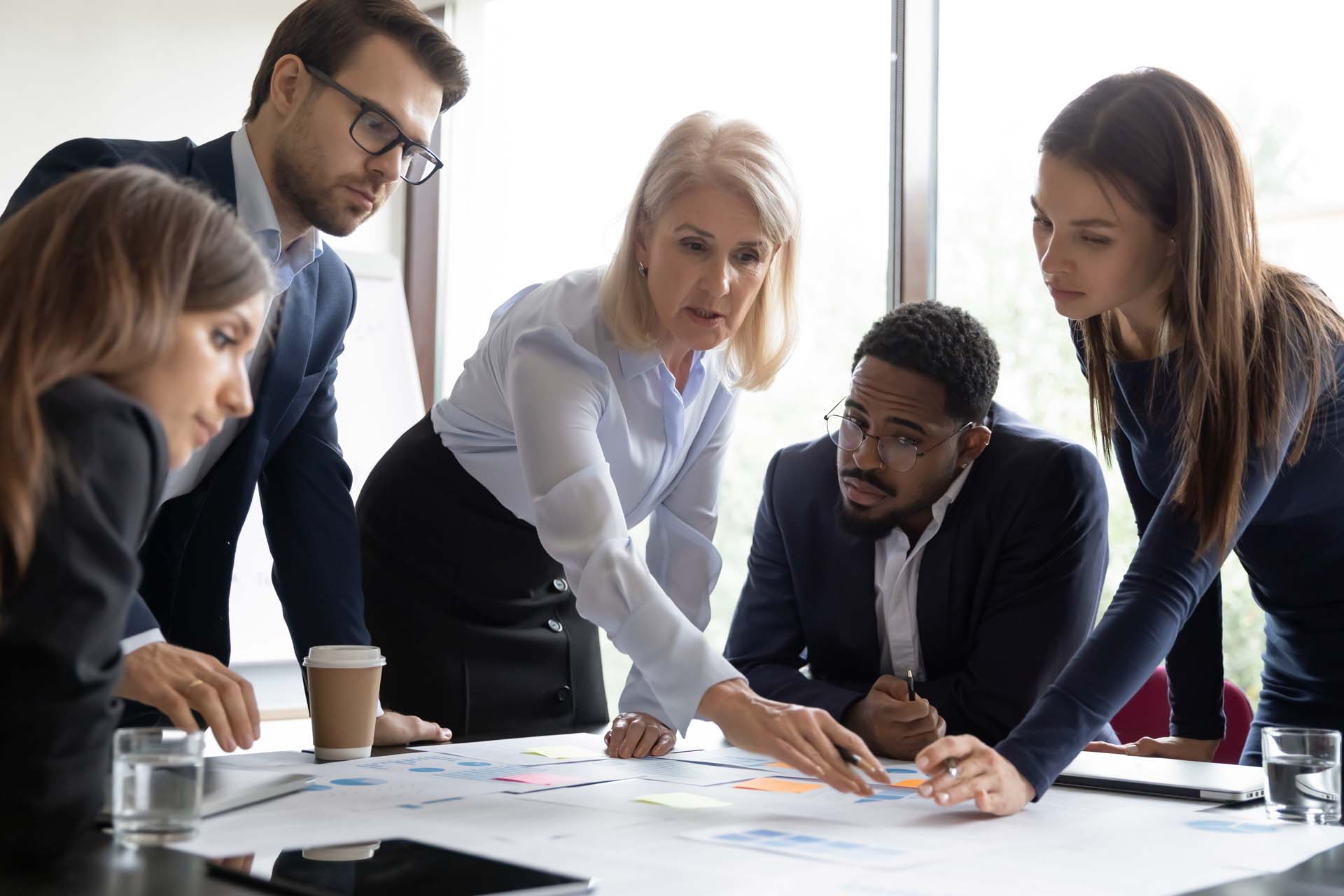 People working in a business meeting