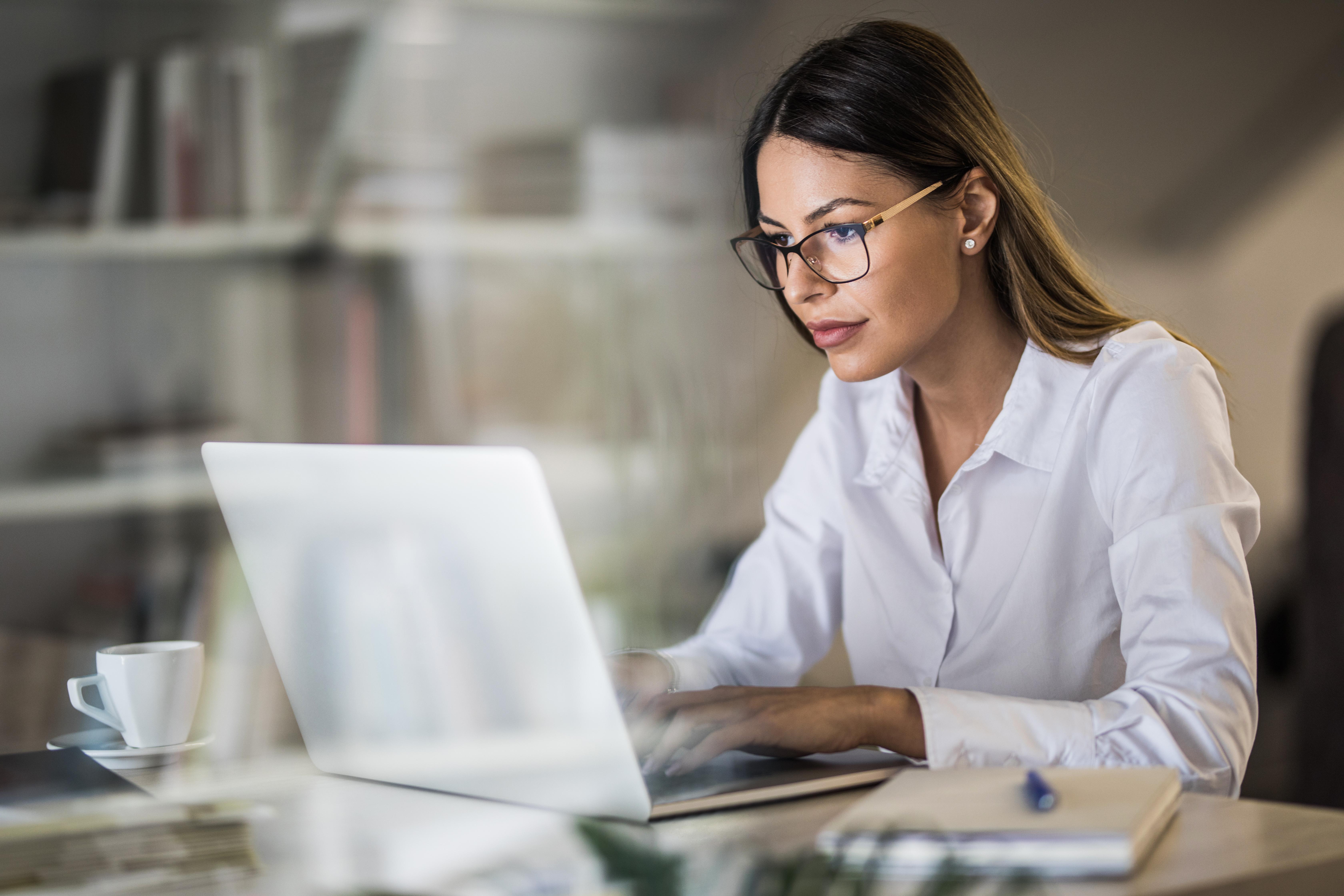 woman working on her laptop