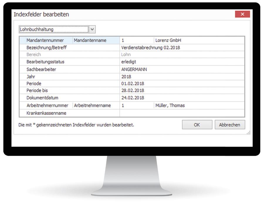 Indexfelder in DocuWare Software