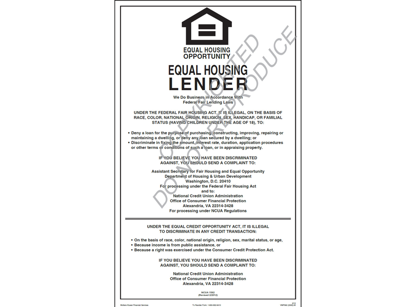 Equal Housing Opportunity NCUA
