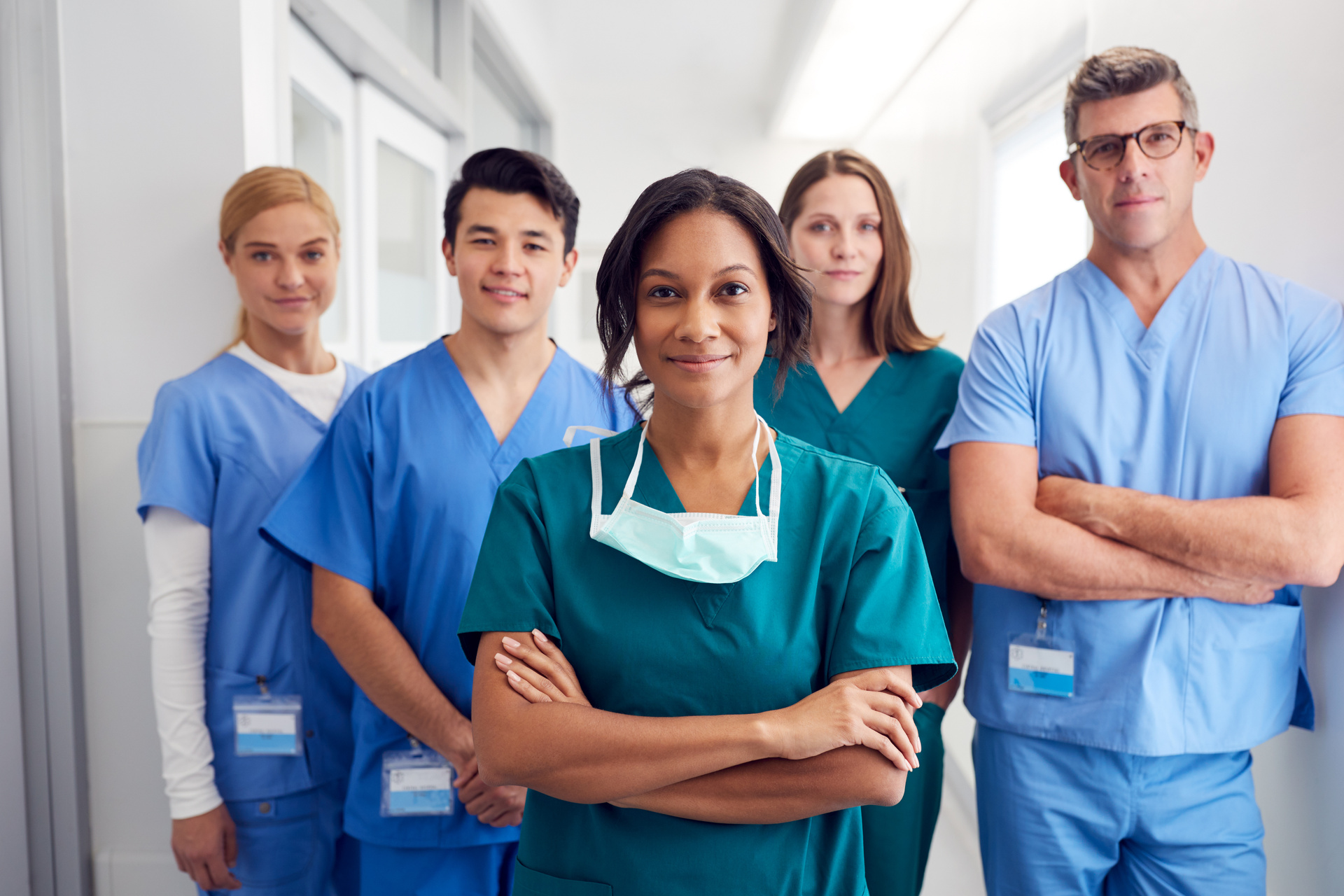 Medical team standing in hallway