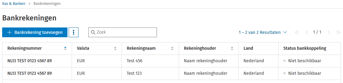 Overzicht bankrekeningen