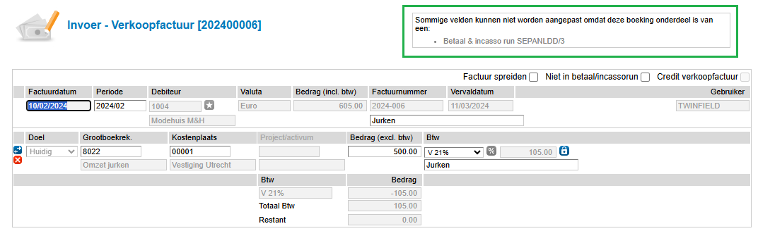 Incassoronde fase 4 de verkoopboeking