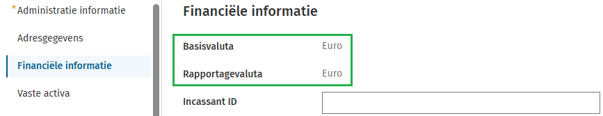Basis valuta Rapportage Valuta