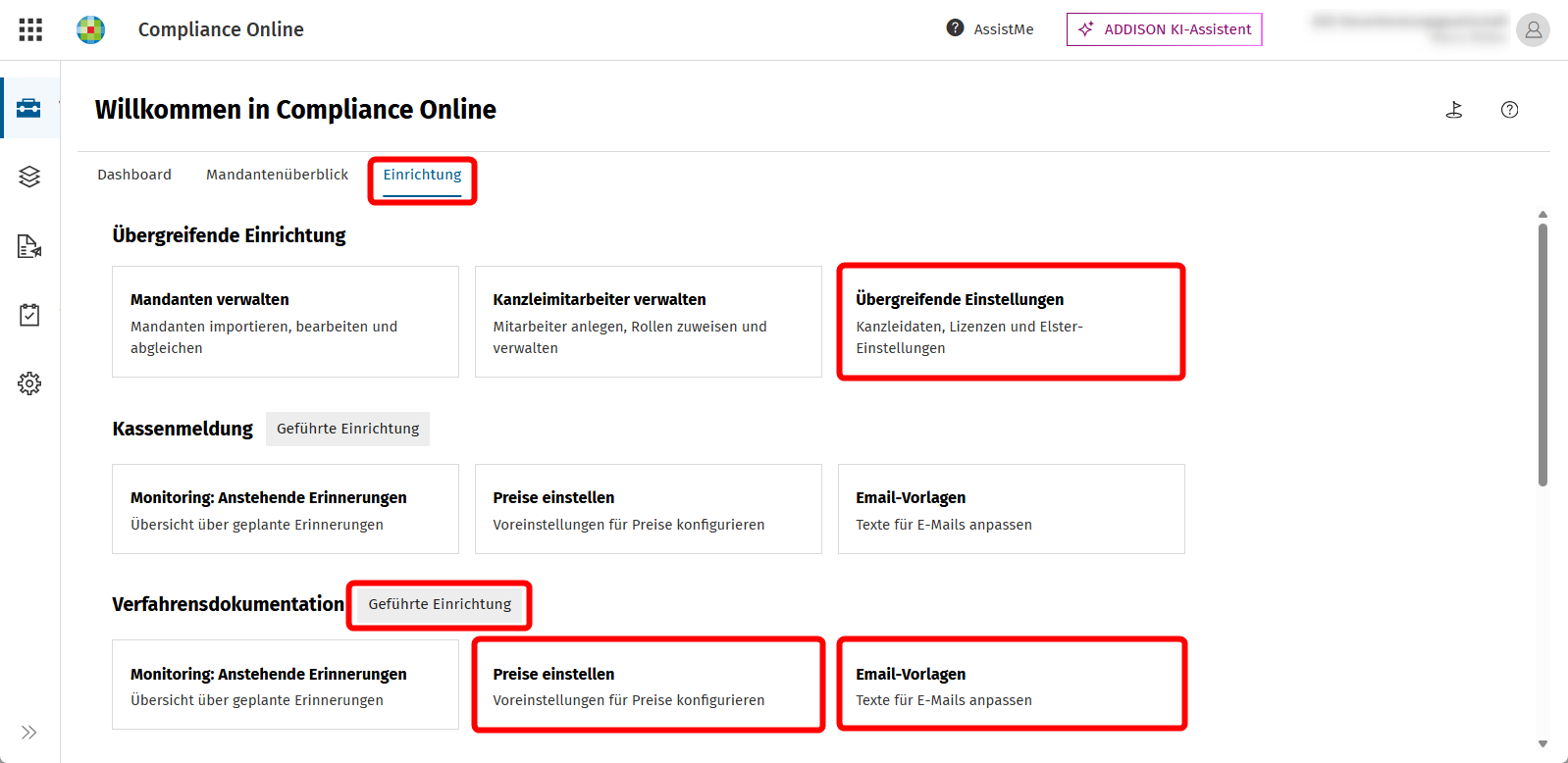 [Add Compliance Online] VD - Einrichtung