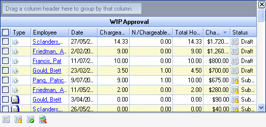 WIP Approval List example