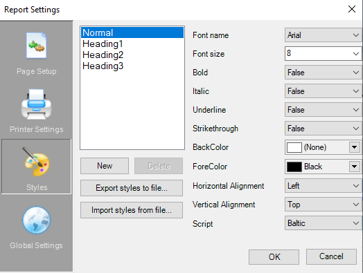 Smart reports - Smart Reports - report designer tab - page setup - styles.PNG