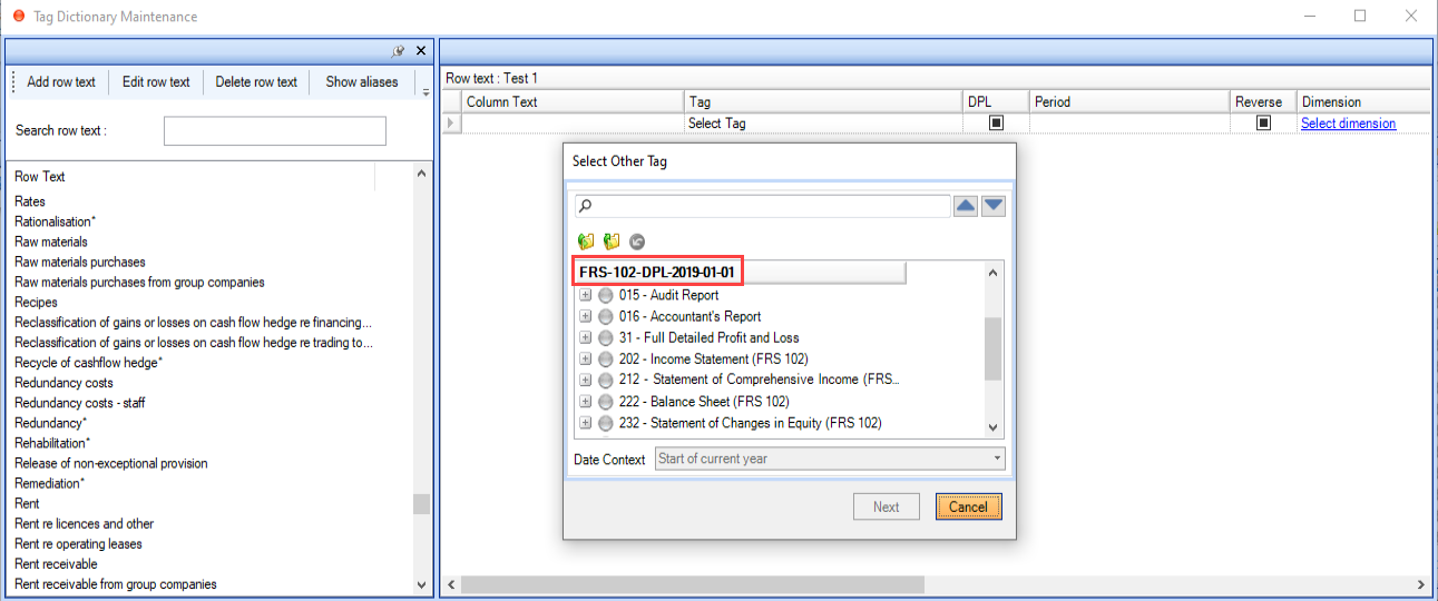 Numeric dictionary - add row and apply tag.PNG
