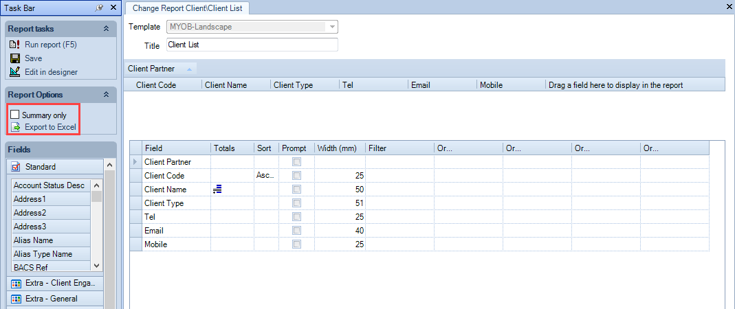 Smart reports - Smart Reports - printing a report from new or change report window export to excel.PNG