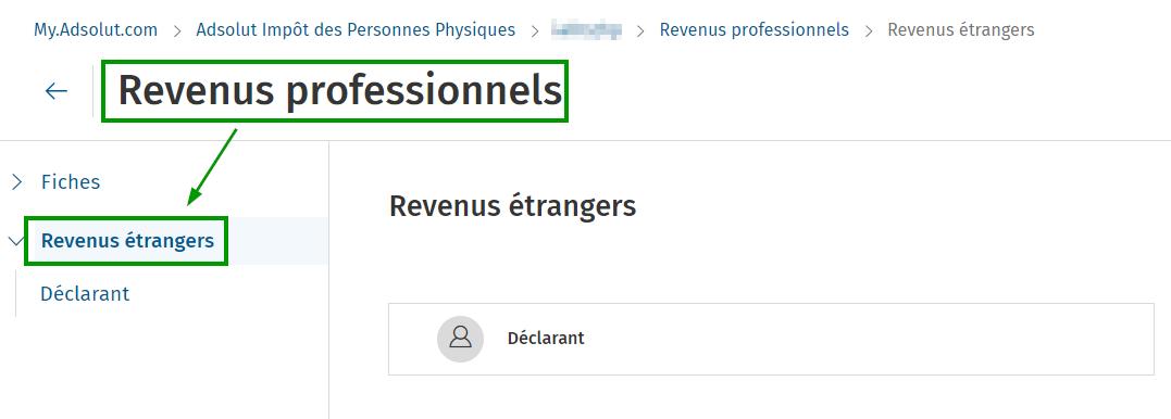 Adsolut IPP - revenus professionnels étrangers