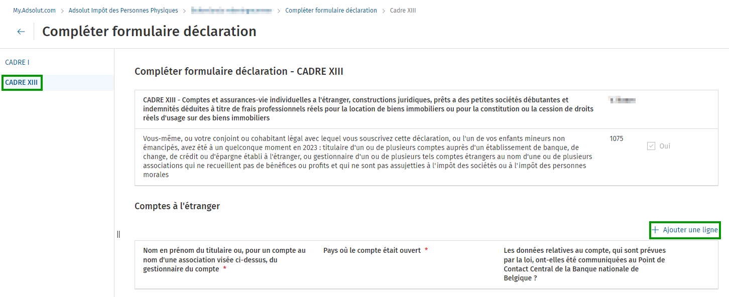 Adsolut IPP - comptes à l'étranger - code 1075 - compléter formulaire déclaration