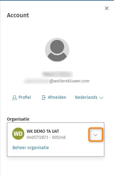 Hoe switch ik tussen organisaties in mijn Wolters Kluwer TAA Software Account? (2)