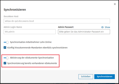 Konfiguration Sync eDokumente zu DocuWare