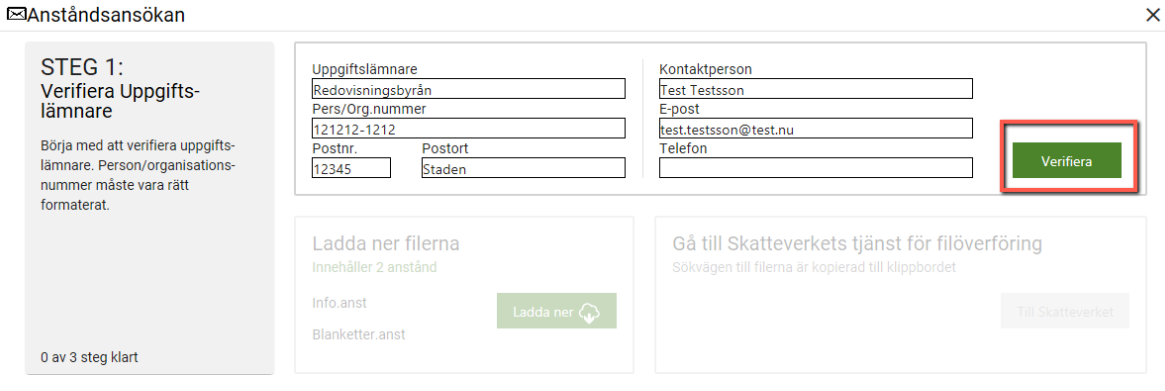 verifiera anståndsansökan