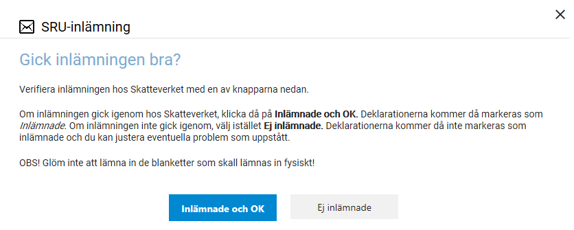 Inlämningsdelen av deklarationer på Skatteverket11