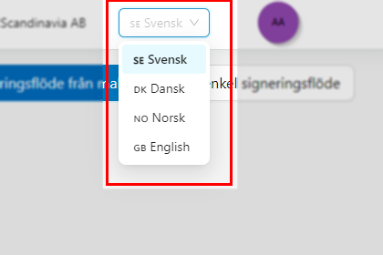 Bild på språkinställningarna