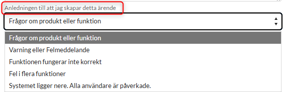 anledning till ärende