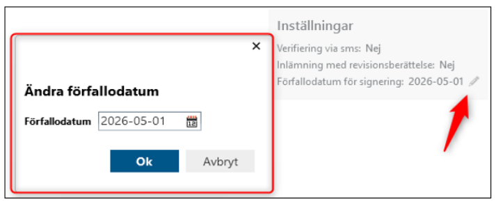 ändra förfallodatum