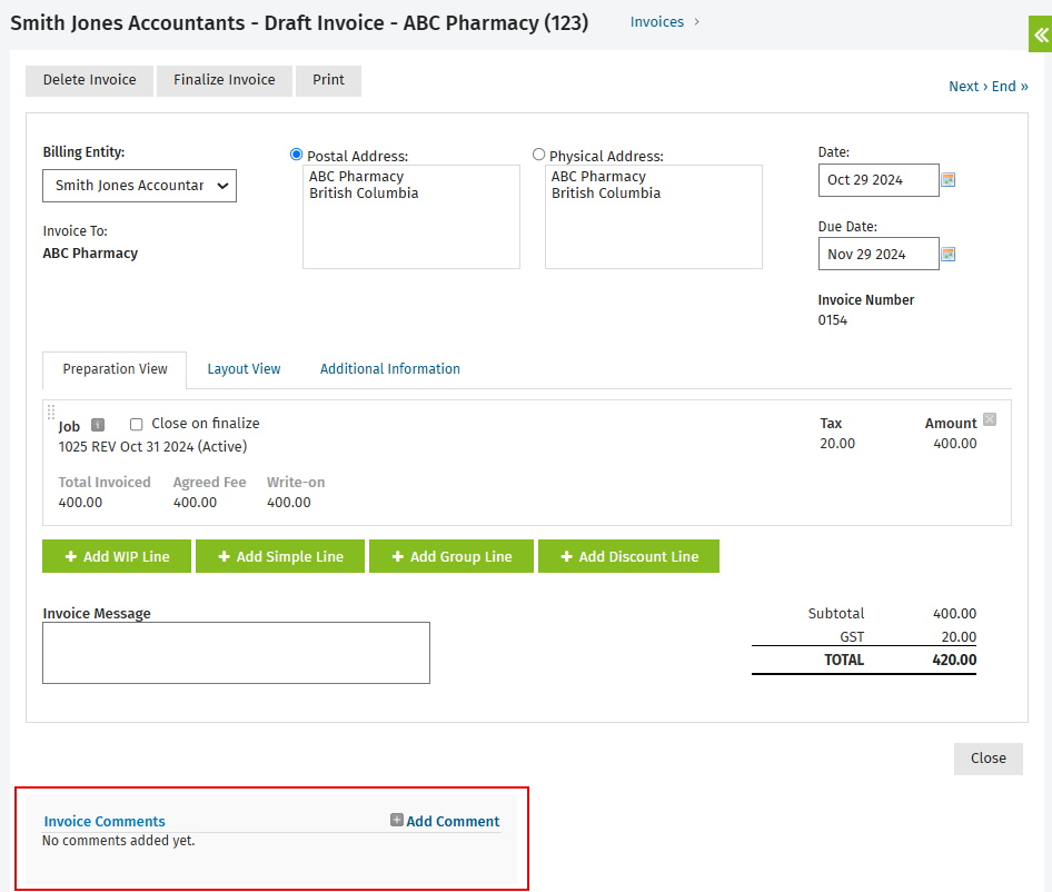 CCH_iFirm_Practice_Management_Add_Invoice_Comments_1.png
