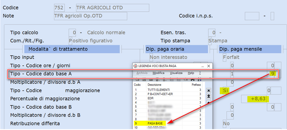 Codice di corpo TFR all’8,63% operai agricoli