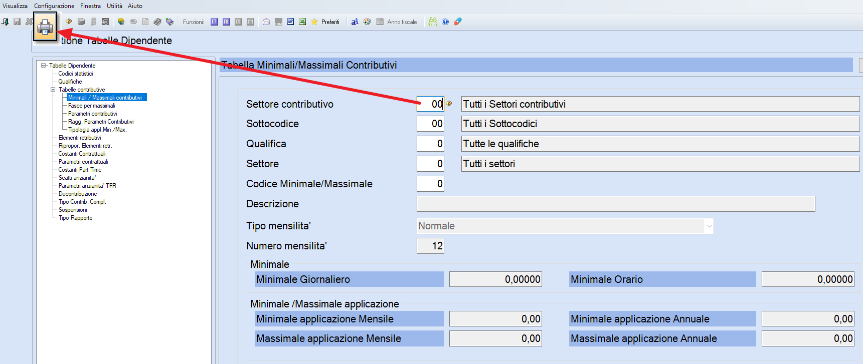 stampa tabelle minimali massimali