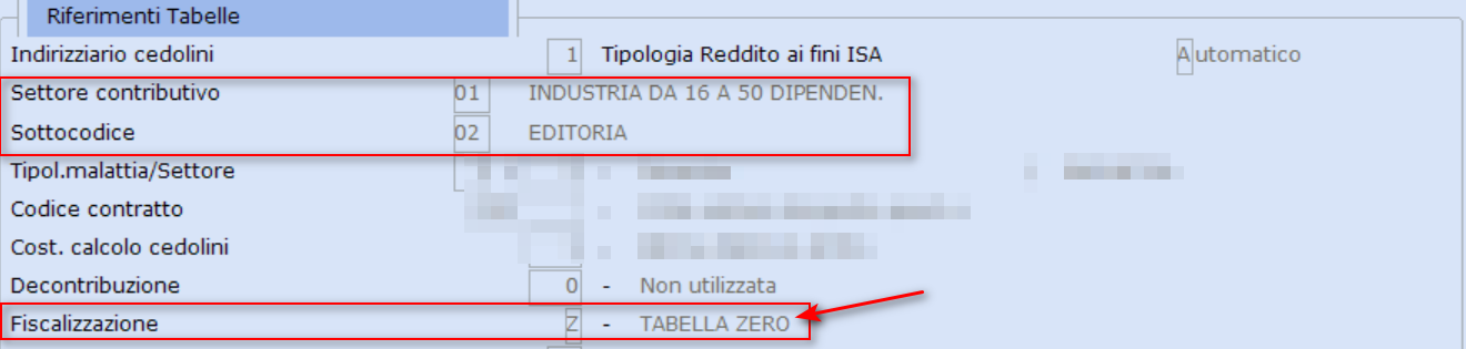 Settore contributivo ditta