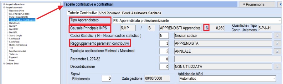 tabelle contributive apprendista