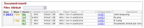 Lista file caricati dal nodo dms - inserimento