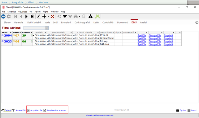 Caricare un file da page dms